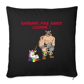 Barbare et licorne - Housse de coussin décorative 45 x 45 cm - noir - Devant