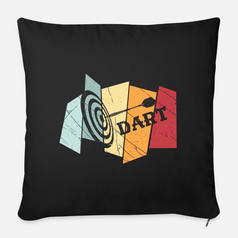 Dart Retro Spieler Geschenk Pfeil Darter Scheibe - Sofakissenbezug 45 x 45 cm - Schwarz