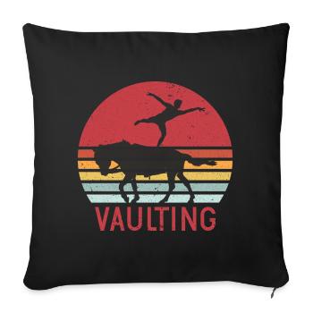 Cheval de cheval d'équitation rétro Volti - Housse de coussin décorative 45 x 45 cm - noir - Devant