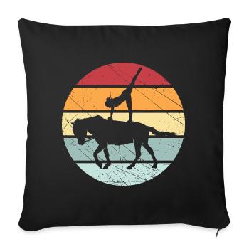 Cheval de cheval d'équitation rétro Volti - Housse de coussin décorative 45 x 45 cm - noir - Devant
