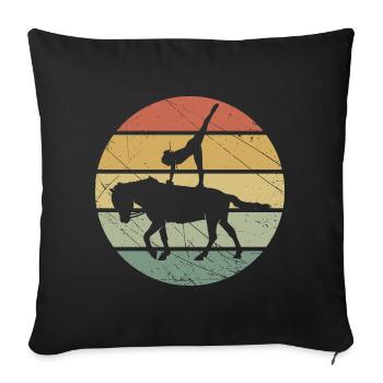 Cheval de cheval d'équitation rétro Volti - Housse de coussin décorative 45 x 45 cm - noir - Devant