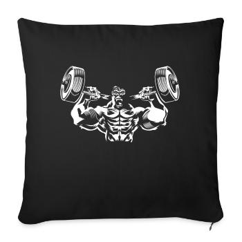 haltères gorille - Housse de coussin décorative 45 x 45 cm - noir - Devant