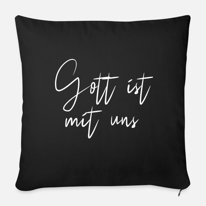 Gott ist mit uns - Sofakissenbezug 45 x 45 cm - Schwarz