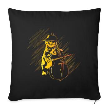 Cadeau de violoncelle chat - Housse de coussin décorative 45 x 45 cm - noir - Devant