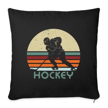 Ice hockey retro vintage - Sofa pillowcase 17,3'' x 17,3'' (45 x 45 cm) - black - Front
