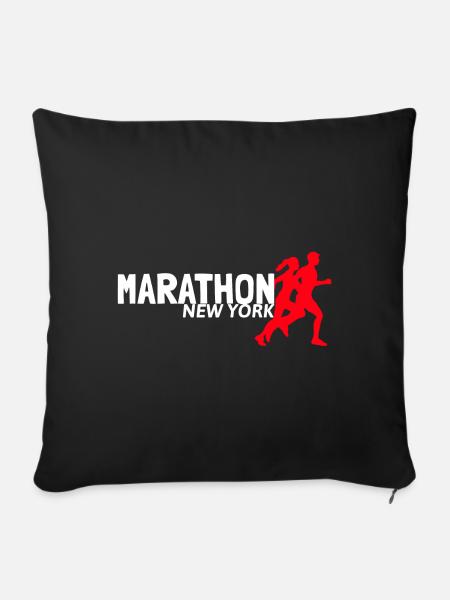 Marathon Ney York Shirt für Sportler Idee Geschenk - Sofakissenbezug 45 x 45 cm - Schwarz