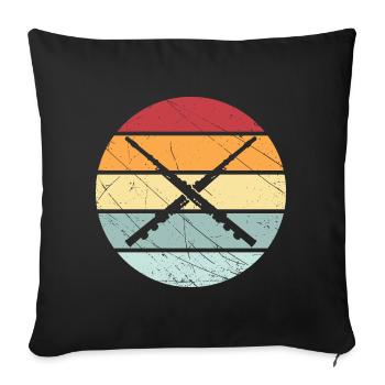 Flute instrument flutist gift retro orchestra - Sofa pillowcase 17,3'' x 17,3'' (45 x 45 cm) - black - Front