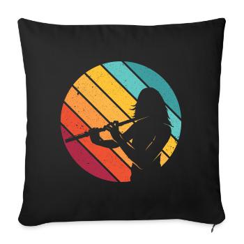 Flute instrument flutist gift retro orchestra - Sofa pillowcase 17,3'' x 17,3'' (45 x 45 cm) - black - Front