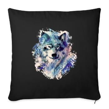 Wolf im Norden - Sofakissenbezug 45 x 45 cm - Schwarz - Vorne