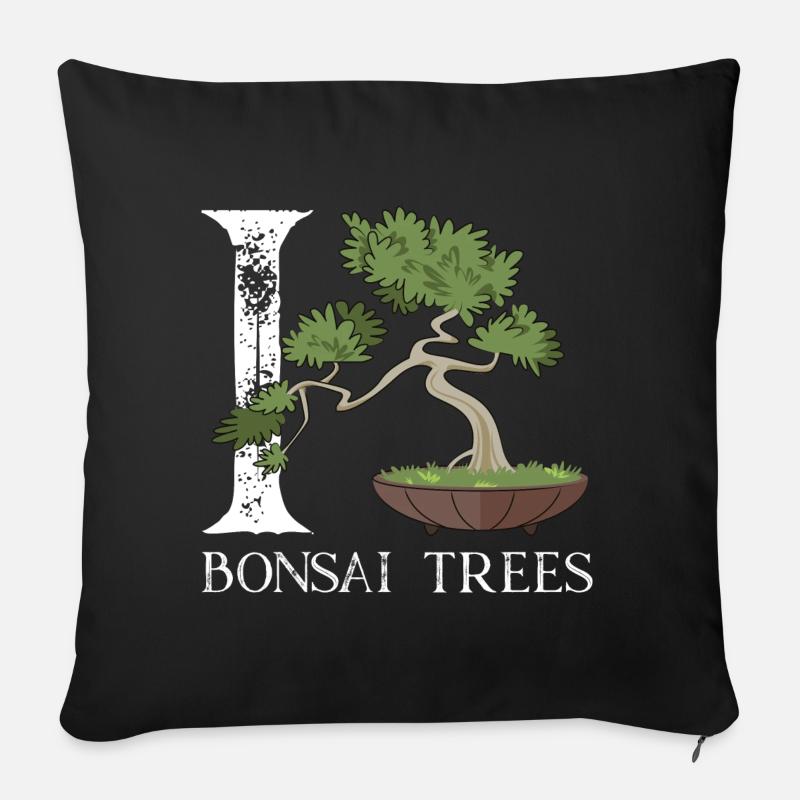 J'adore les bonsaïs - Housse de coussin décorative 45 x 45 cm - noir