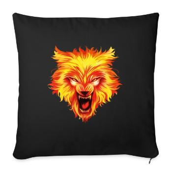 Tête de loup bête sauvage - Housse de coussin décorative 45 x 45 cm - noir - Devant