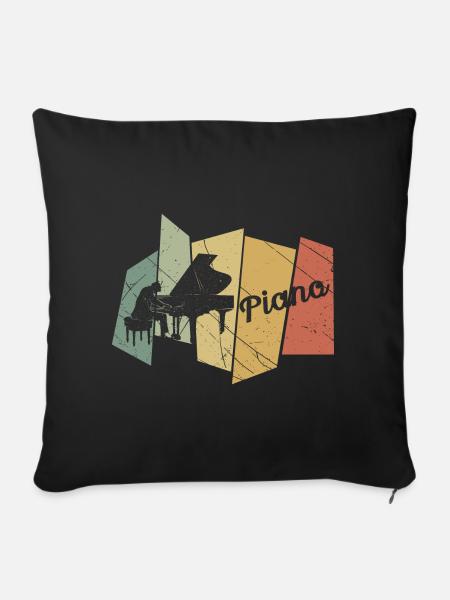 Klavier retro - Sofakissenbezug 45 x 45 cm - Schwarz