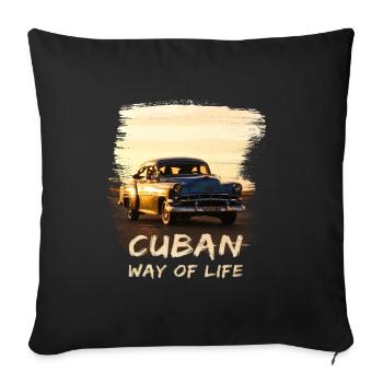 Cuba, Cuba, Mode de vie cubain, Oldtimer, Vacances - Housse de coussin décorative 45 x 45 cm - noir - Devant