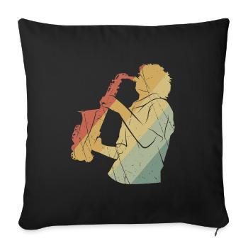 Saxophone rétro - Housse de coussin décorative 45 x 45 cm - noir - Devant