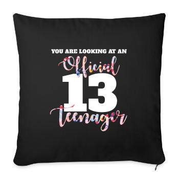 Adolescente Officielle 13 filles - Housse de coussin décorative 45 x 45 cm - noir - Devant