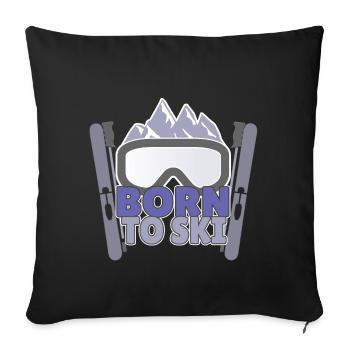 Born To Ski - Housse de coussin décorative 45 x 45 cm - noir - Devant