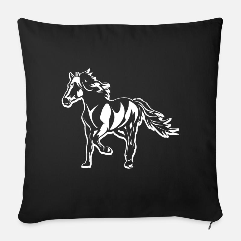 Cheval - Housse de coussin décorative 45 x 45 cm - noir