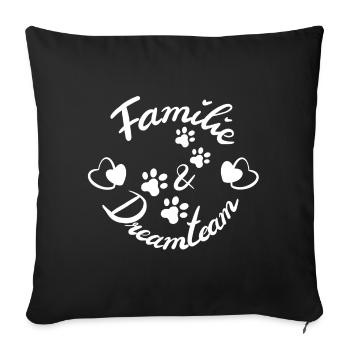 Famille et équipe de rêve motif animal - Housse de coussin décorative 45 x 45 cm - noir - Devant