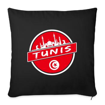 Tunis design with mosque / Tunisia - Sofa pillowcase 17,3'' x 17,3'' (45 x 45 cm) - black - Front