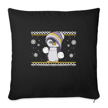 Le pingouin de Noël pour Noël - Housse de coussin décorative 45 x 45 cm - noir - Devant