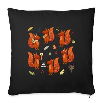 Eichhörnchen Party - Sofakissenbezug 45 x 45 cm - Schwarz - Vorne