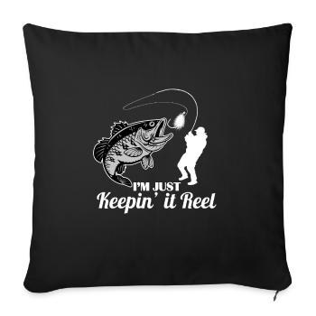 Fishing. Fishing. Fishing. fishes - Sofa pillowcase 17,3'' x 17,3'' (45 x 45 cm) - black - Front