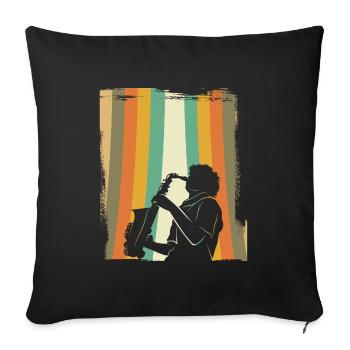 Saxophone rétro - Housse de coussin décorative 45 x 45 cm - noir - Devant