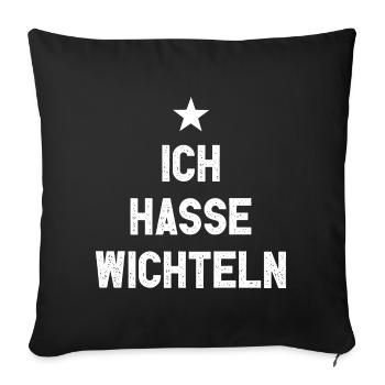 Ich Hasse Wichteln I Lustiges Wichtelgeschenk - Sofakissenbezug 45 x 45 cm - Schwarz - Vorne