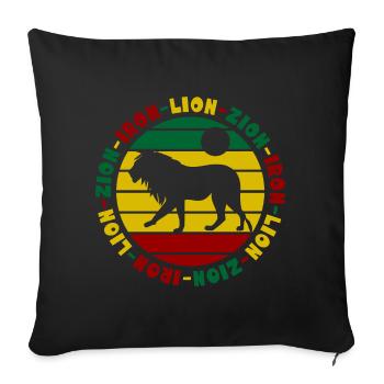 Lion de fer Zion Rastafari Reggae Löwe - Housse de coussin décorative 45 x 45 cm - noir - Devant