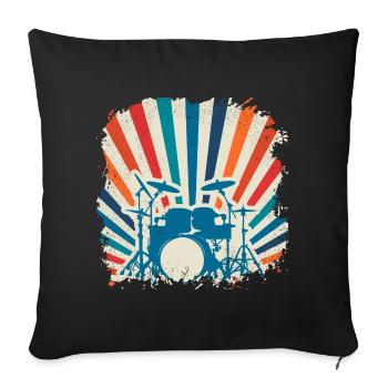 Bande rétro de cadeau d'instrument de batteur - Housse de coussin décorative 45 x 45 cm - noir - Devant