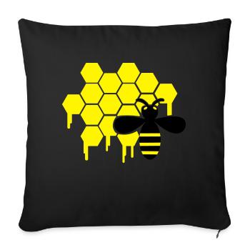 honey_wespe_01 - Sofakissenbezug 45 x 45 cm - Schwarz - Vorne