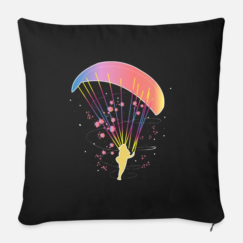 Gleitschirmfliegen Bunt - Sofakissenbezug 45 x 45 cm - Schwarz