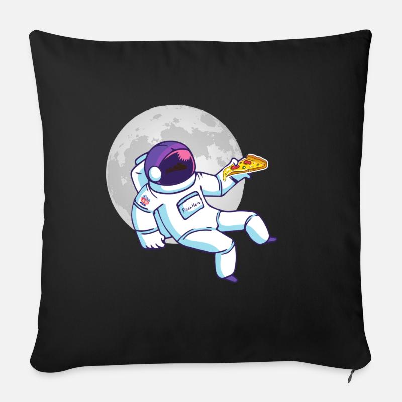 Pizza Astronaut - Sofakissenbezug 45 x 45 cm - Schwarz