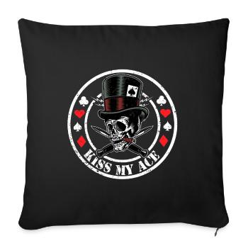 Kiss my Ace Shirt for Poker Players - Sofa pillowcase 17,3'' x 17,3'' (45 x 45 cm) - black - Front