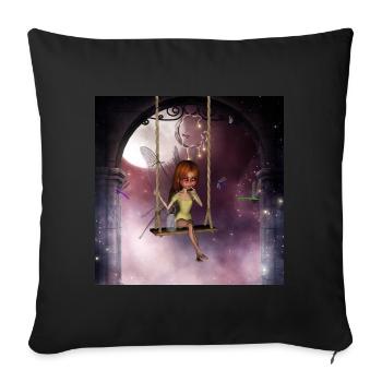 Little fairy on a swing with dragonfly - Sofa pillowcase 17,3'' x 17,3'' (45 x 45 cm) - black - Front