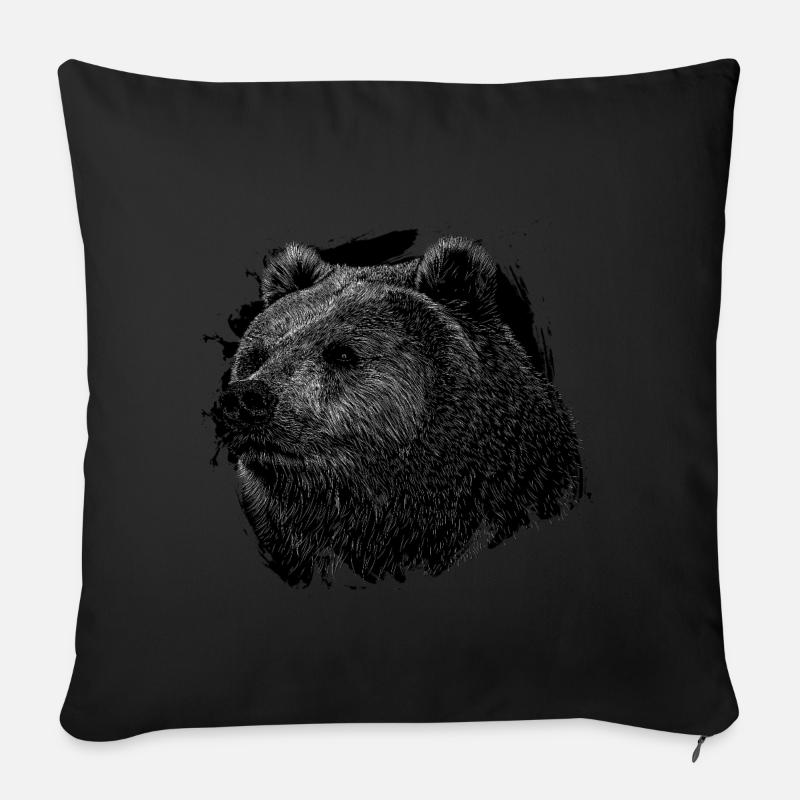 Bear Grizzly - Housse de coussin décorative 45 x 45 cm - noir