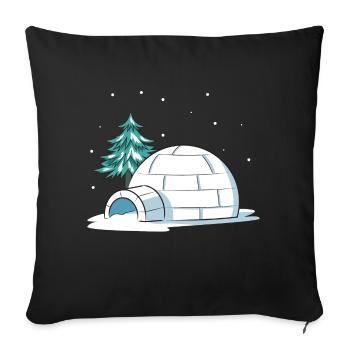 Illustration igloo - Housse de coussin décorative 45 x 45 cm - noir - Devant