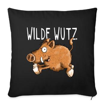 Wilde Wutz - Wildschwein - Wildsau - Geschenk - Sofakissenbezug 45 x 45 cm - Schwarz - Vorne