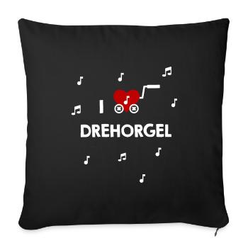Drehorgel Herz für Drehorgelspieler - Sofakissenbezug 45 x 45 cm - Schwarz - Vorne