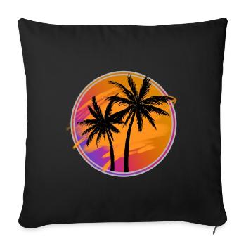 Palmiers rétro - Housse de coussin décorative 45 x 45 cm - noir - Devant