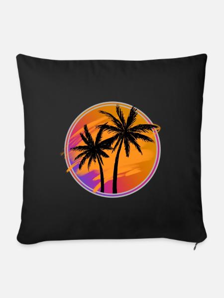Palmen Retro - Sofakissenbezug 45 x 45 cm - Schwarz
