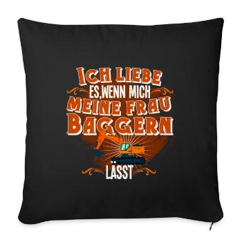 pelleteuse - Housse de coussin décorative 45 x 45 cm - noir - Devant