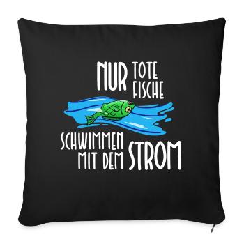 Dead Fish Stream Mainstream Funny Sayings Humor - Housse de coussin décorative 45 x 45 cm - noir - Devant