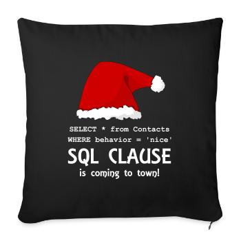 Sql Clause is coming to town! - White - Sofa pillowcase 17,3'' x 17,3'' (45 x 45 cm) - black - Front