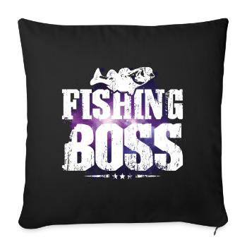 Patron de pêcheur de pêche - Housse de coussin décorative 45 x 45 cm - noir - Devant