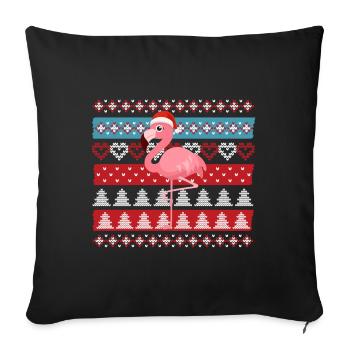 Flamant de Noël laid - Housse de coussin décorative 45 x 45 cm - noir - Devant
