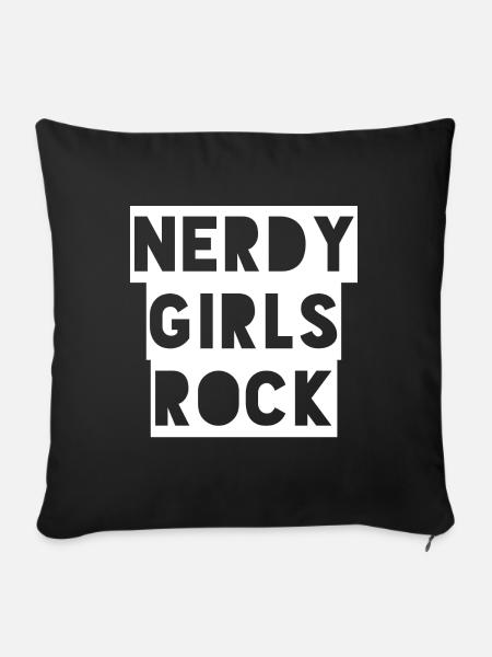 Nerdy Girls Rock - Sofakissenbezug 45 x 45 cm - Schwarz