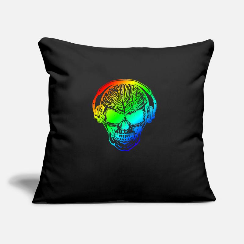 Hardstyle Totenschädel Rainbow Kopfhörer Sofakissenbezug 45 x 45 cm