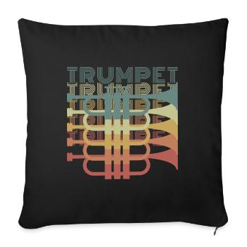 Trompette Trombone musiciens jazz - Housse de coussin décorative 45 x 45 cm - noir - Devant