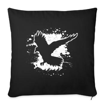 Rabe Krähe Vogel Yoga Wikinger Odins Huginn Muninn - Sofakissenbezug 45 x 45 cm - Schwarz - Vorne